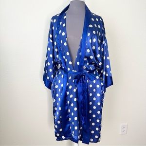 Vintage Gold Label Victoria's Secret Satin Polka Dot Robe One Size